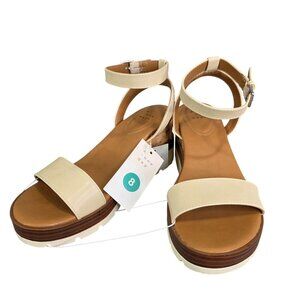 Womens A New Day Abigail Heels Tan Ankle Strap Cork Wedge Sandals Memory Size 8
